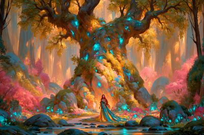 Enchanted Forest Guardian Illustration Poster.