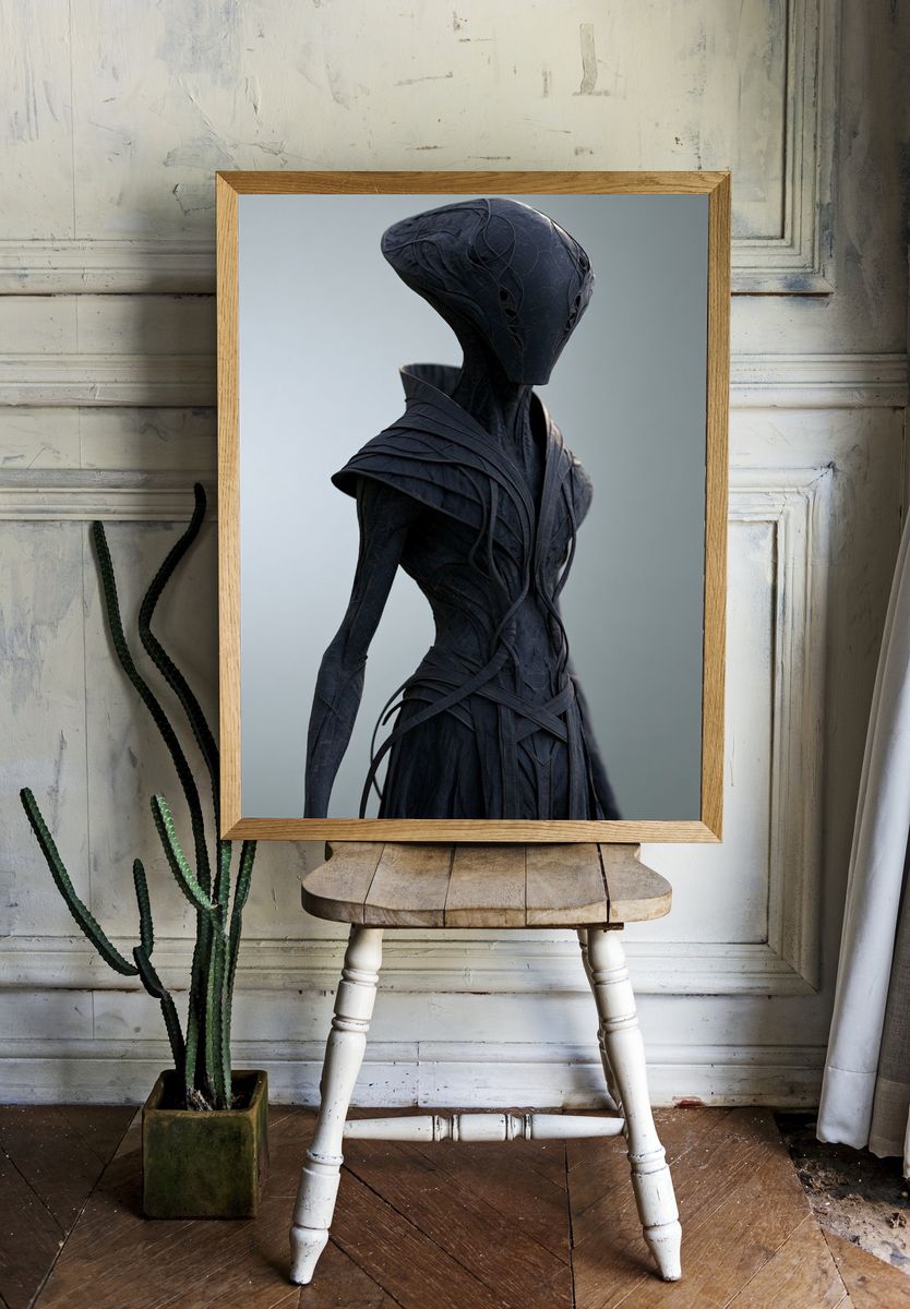 Alien Figure Digital Art Print. — room view 1