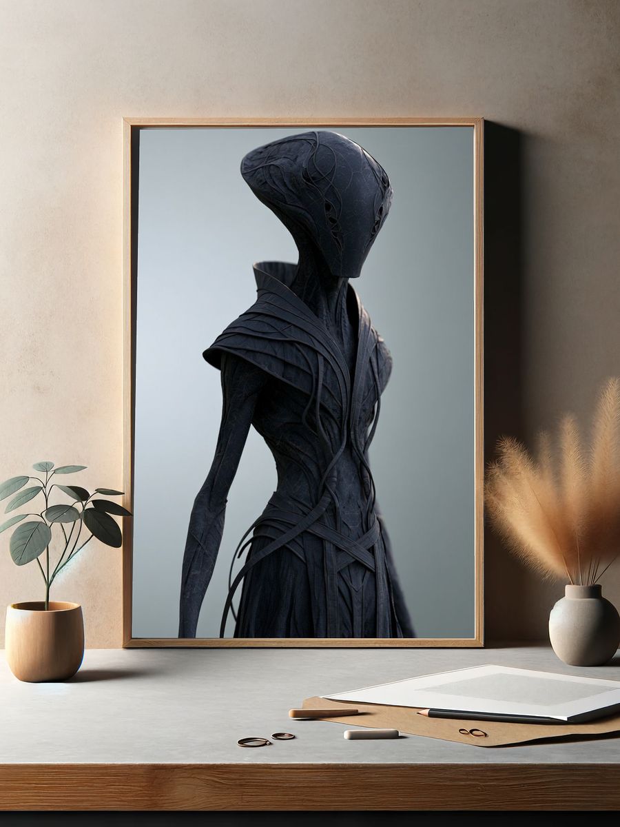 Alien Figure Digital Art Print. — room view 2