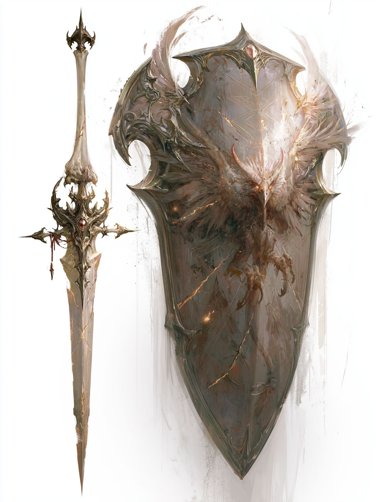 Fantasy Shield and Sword Illustration Poster. poster — illustration art