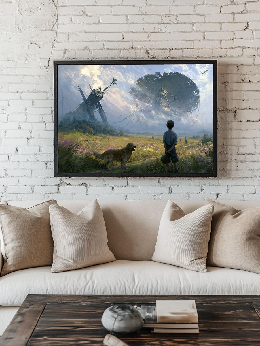 Futuristic Landscape Digital Art Poster. room preview