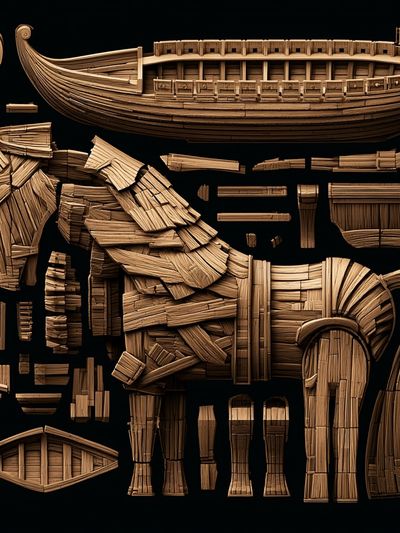 Wooden Horse Assembly Illustration Poster. poster print