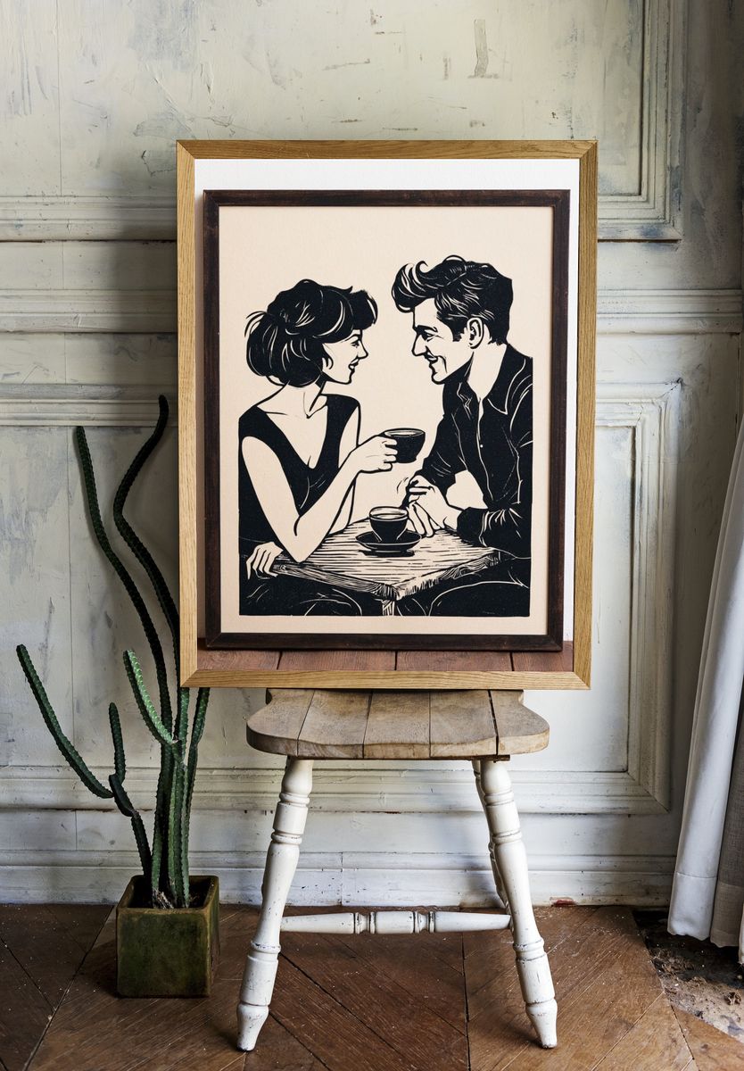 Coffee Date Typography Print. room preview