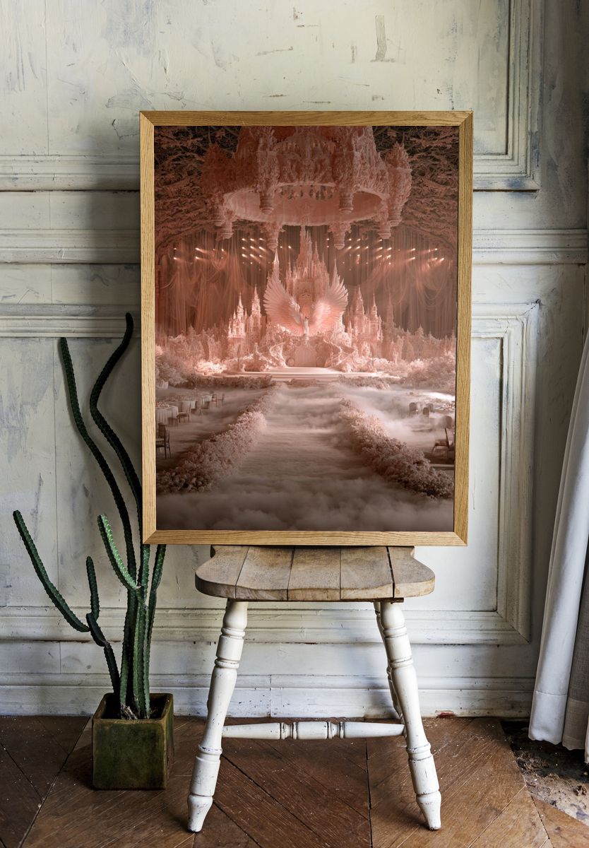 Dreamy Celestial Ballroom Illustration Poster. room preview