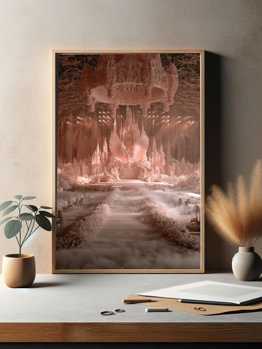 Dreamy Celestial Ballroom Illustration Poster. — room view 2