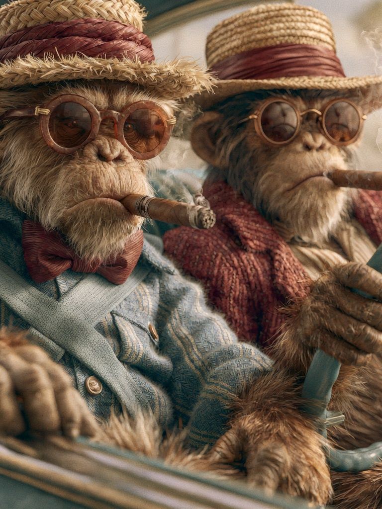 Cigar-Chimp Drivers Illustration Poster. poster — illustration art
