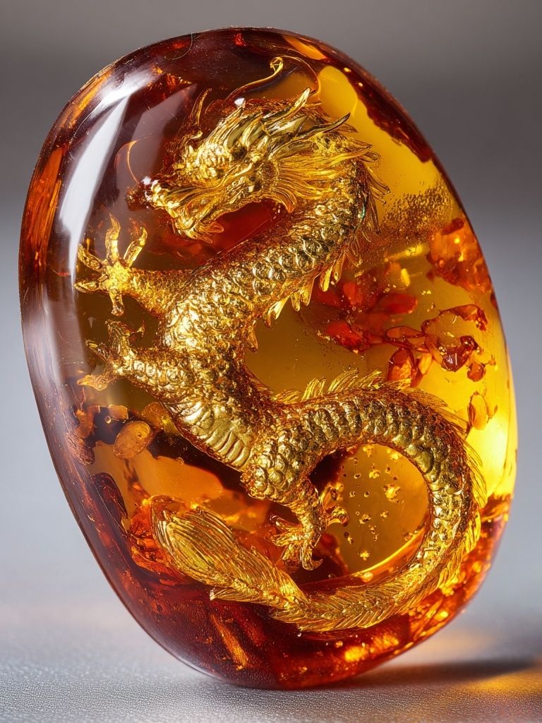 Golden Dragon Amber Poster. poster detail