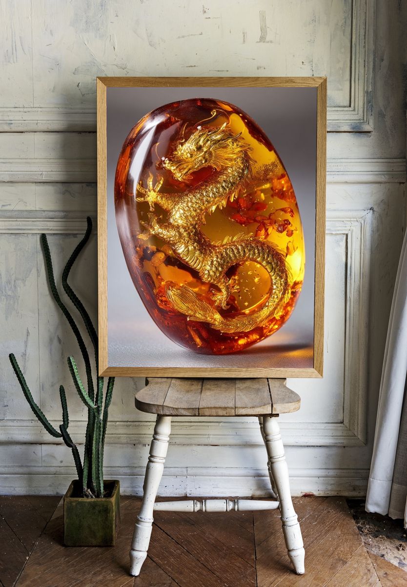Golden Dragon Amber Poster. room preview