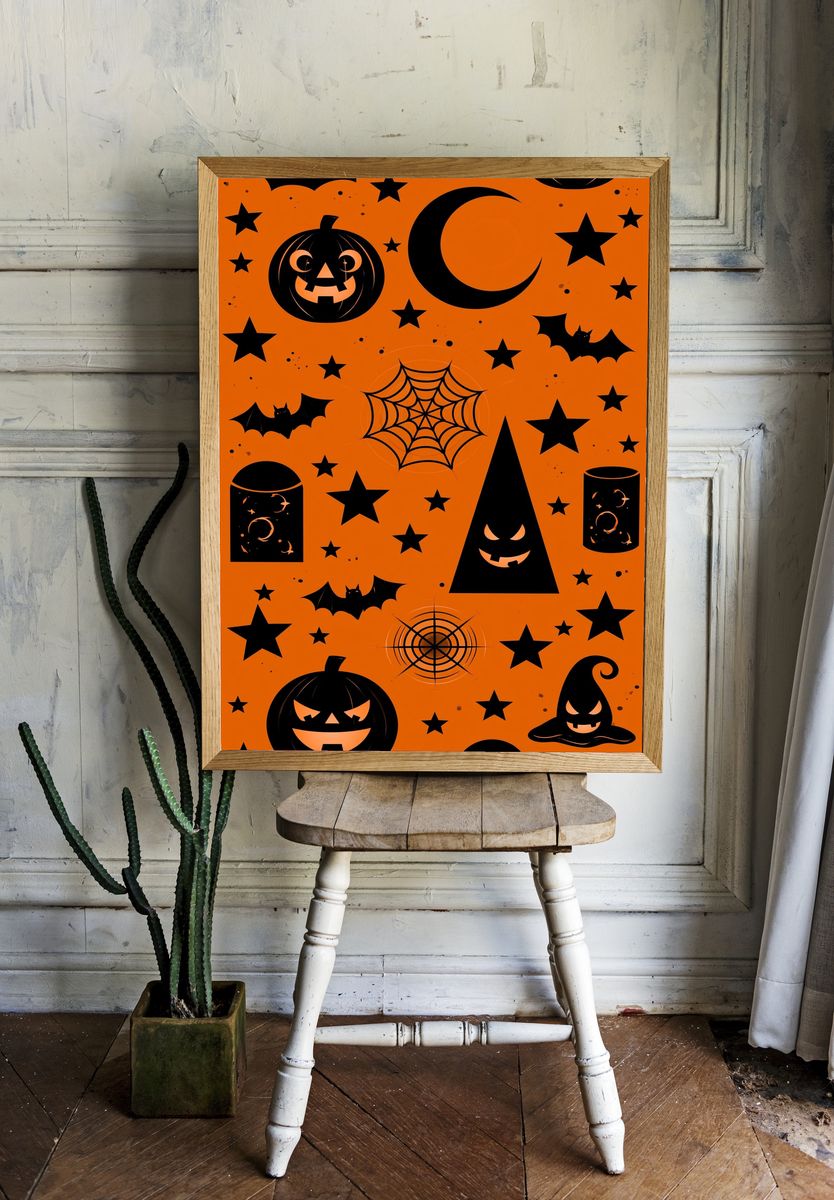 Halloween Icons Typography Print. — room view 1