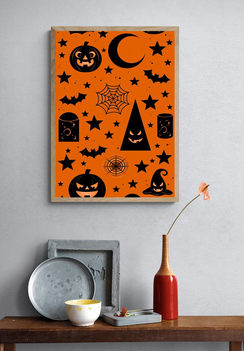 Halloween Icons Typography Print. — room view 3