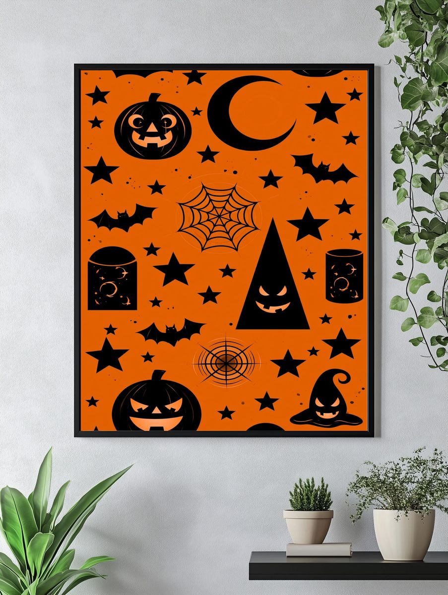 Halloween Icons Typography Print. — room view 4