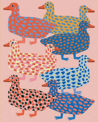Patterned Ducks Illustration Poster. poster