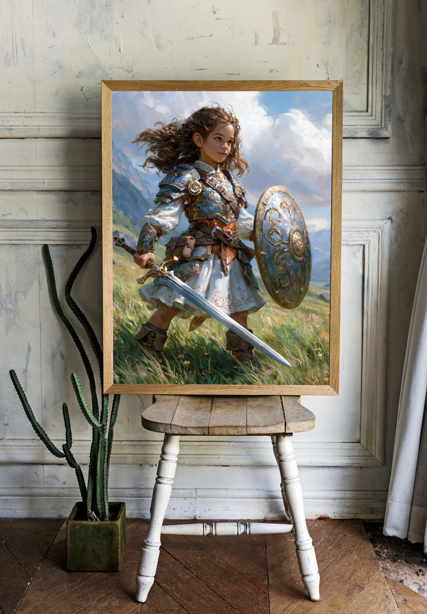Young Warrior Fantasy Illustration Poster. room preview