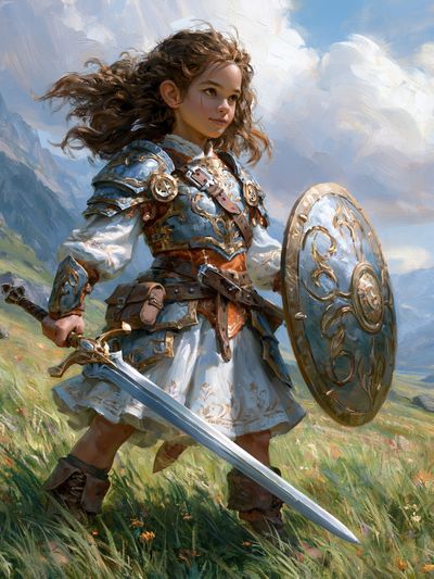 Young Warrior Fantasy Illustration Poster. poster print