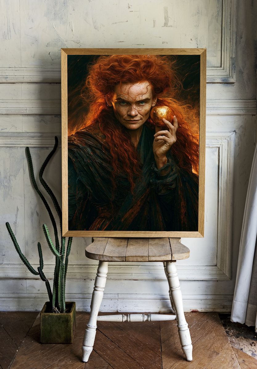Mystic Red-Haired Portrait Print. — room view 1