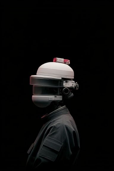 Futuristic Helmet Portrait Print. poster detail