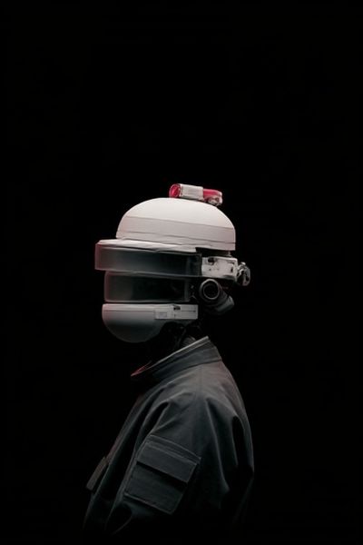 Futuristic Helmet Portrait Print. poster