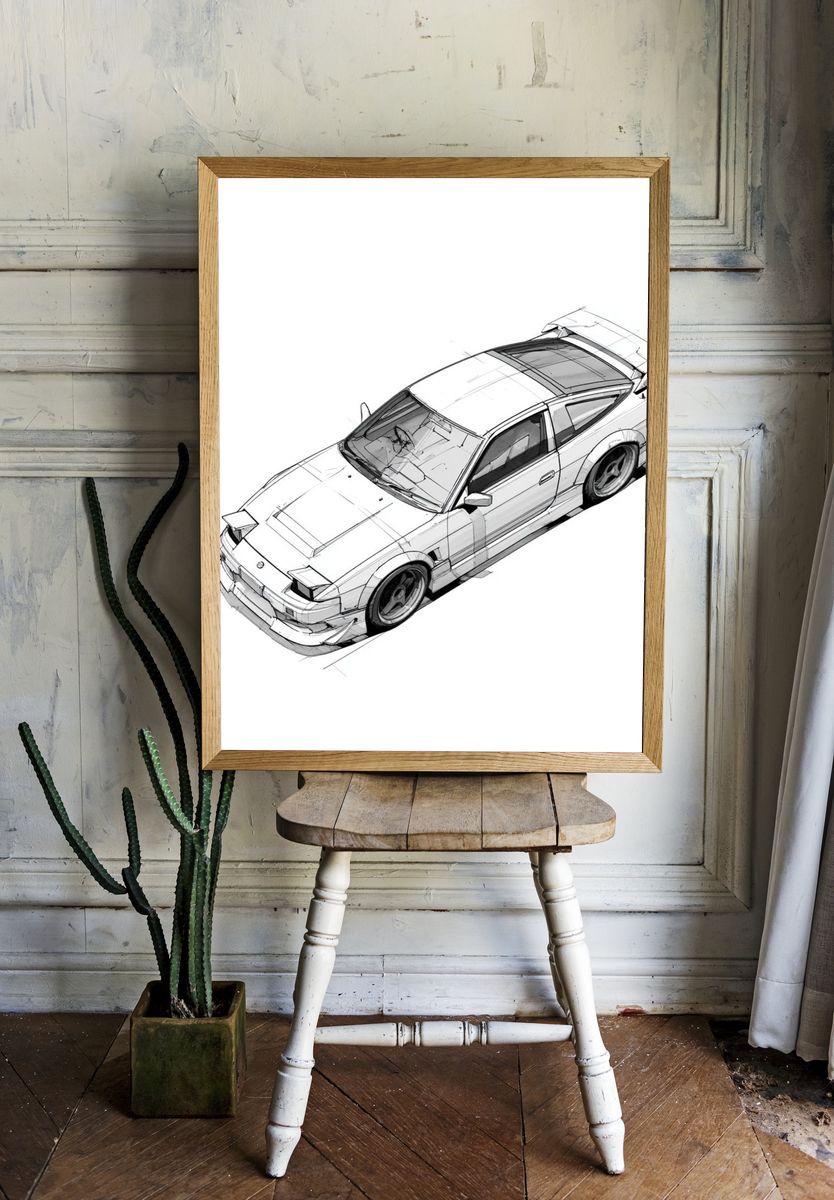 Nissan Silvia Sketch Poster. — room view 1