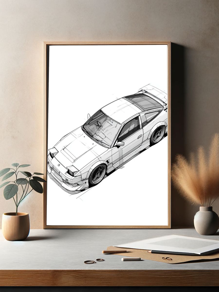 Nissan Silvia Sketch Poster. — room view 2