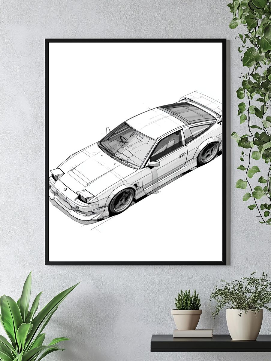 Nissan Silvia Sketch Poster. — room view 4
