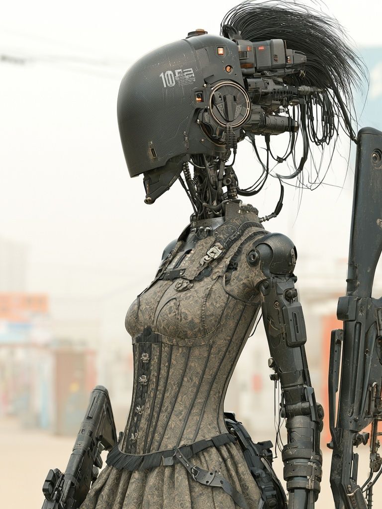 Cyberpunk Soldier Portrait Print. poster detail