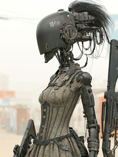 Cyberpunk Soldier Portrait Print. poster