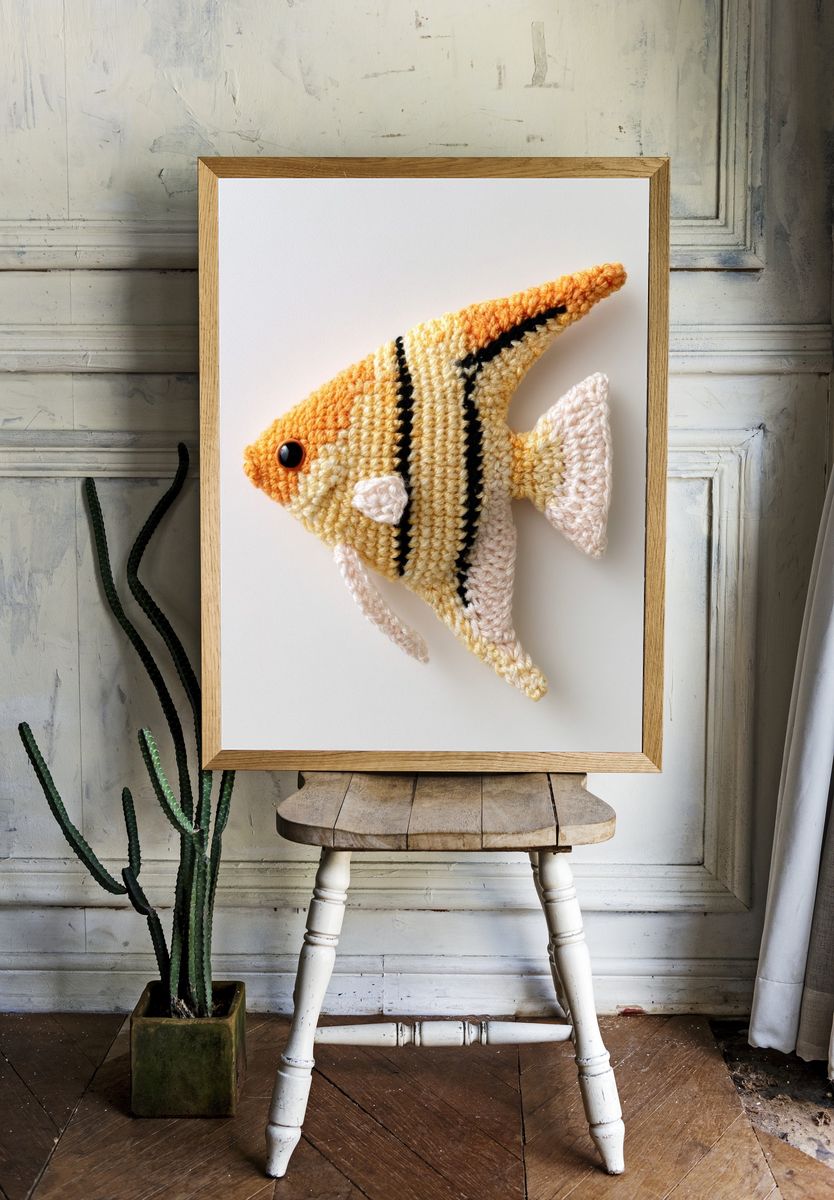 Crocheted Angelfish Illustration Poster. — room view 1