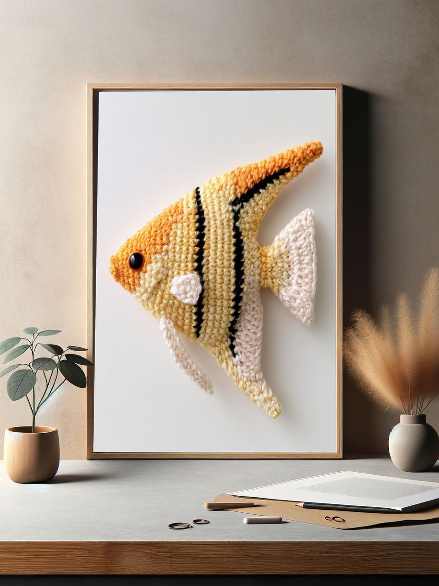 Crocheted Angelfish Illustration Poster. — room view 2