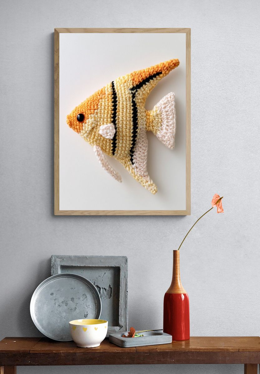 Crocheted Angelfish Illustration Poster. — room view 3