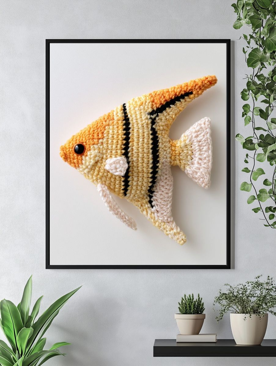 Crocheted Angelfish Illustration Poster. — room view 4