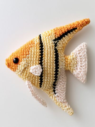 Crocheted Angelfish Illustration Poster.