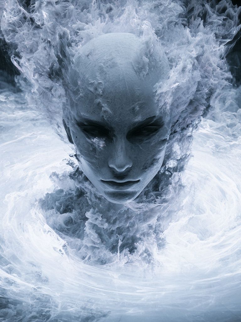Ethereal Ice Face Illustration Poster. poster — illustration art