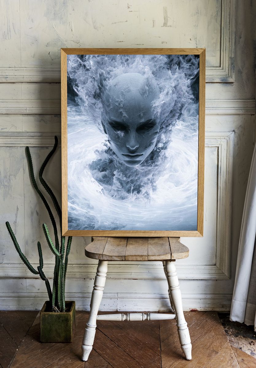 Ethereal Ice Face Illustration Poster. room preview
