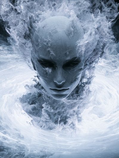 Ethereal Ice Face Illustration Poster.