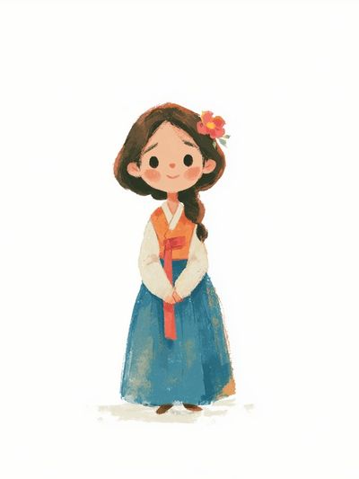 Korean Hanbok Girl Illustration Poster. poster