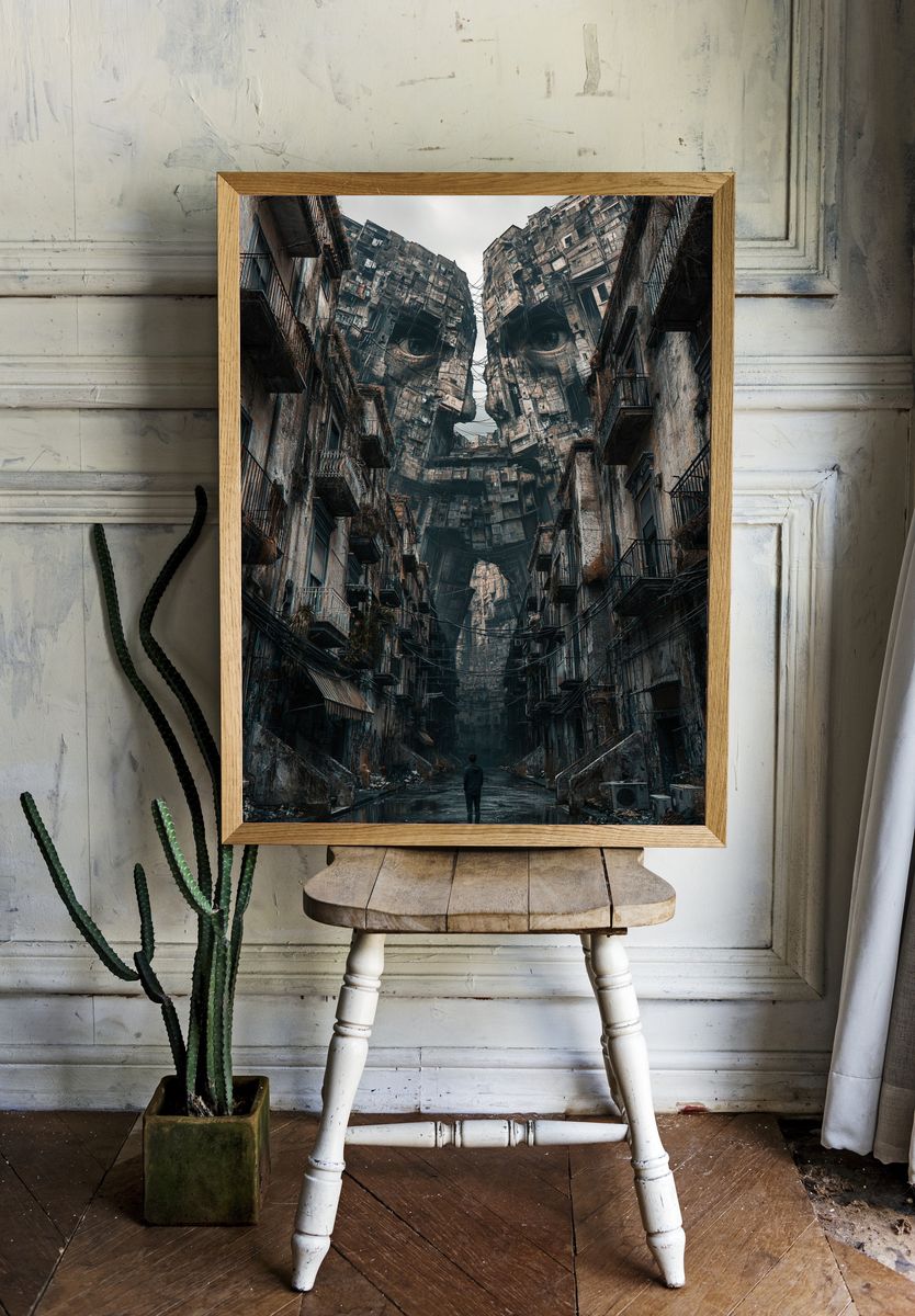 Surreal Ruined Cityscape Poster. — room view 1