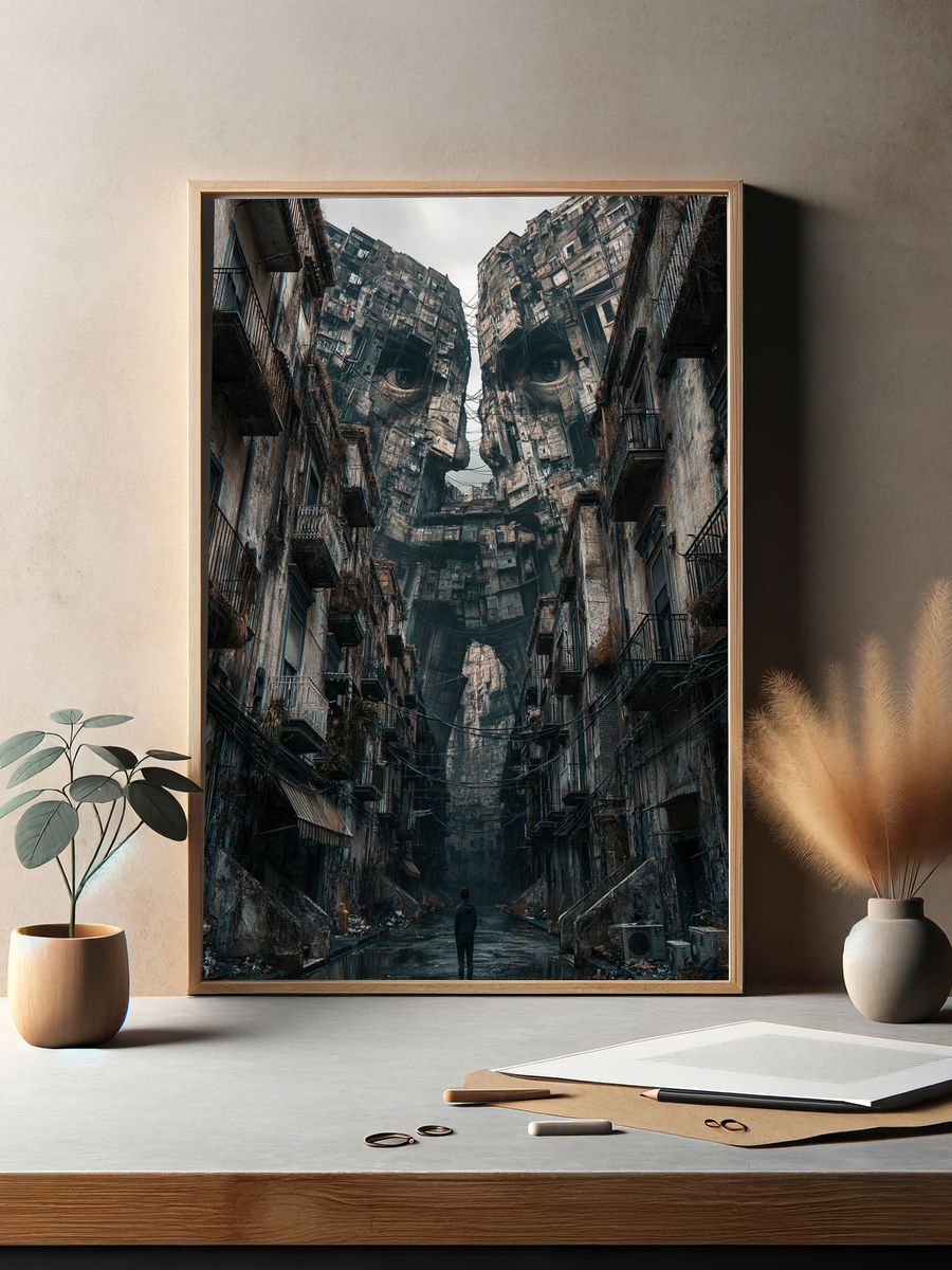 Surreal Ruined Cityscape Poster. — room view 2