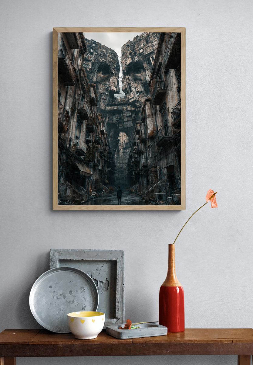 Surreal Ruined Cityscape Poster. — room view 3