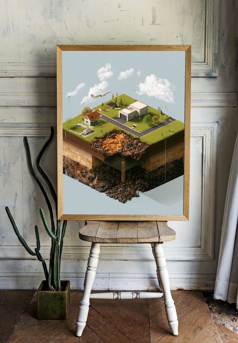 Floating Landscape Cutaway Print. room preview