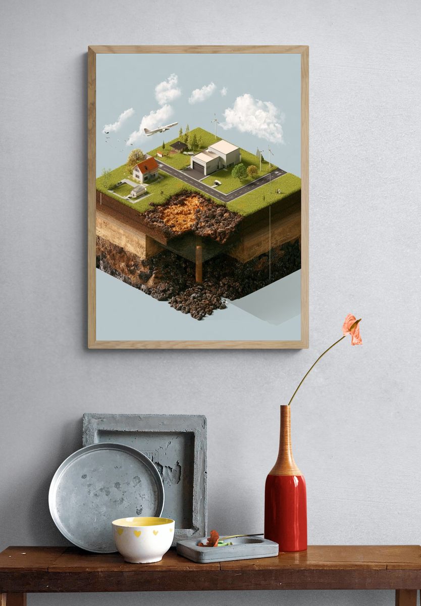 Floating Landscape Cutaway Print. — room view 3