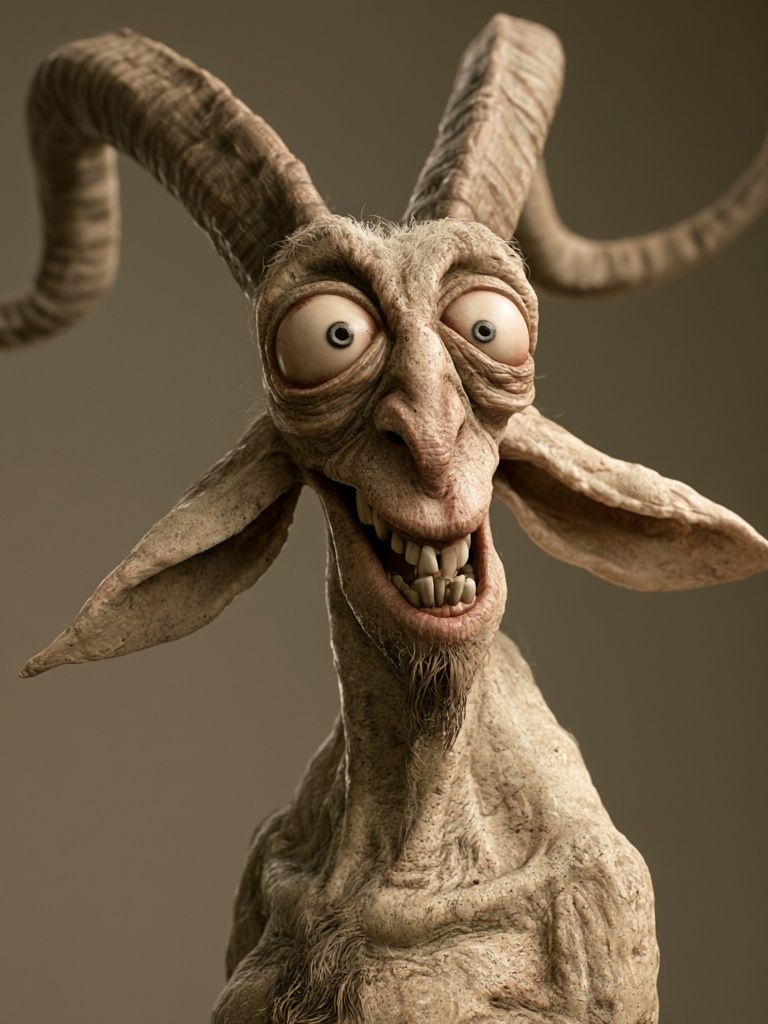 Surreal Goat Portrait Poster. poster detail