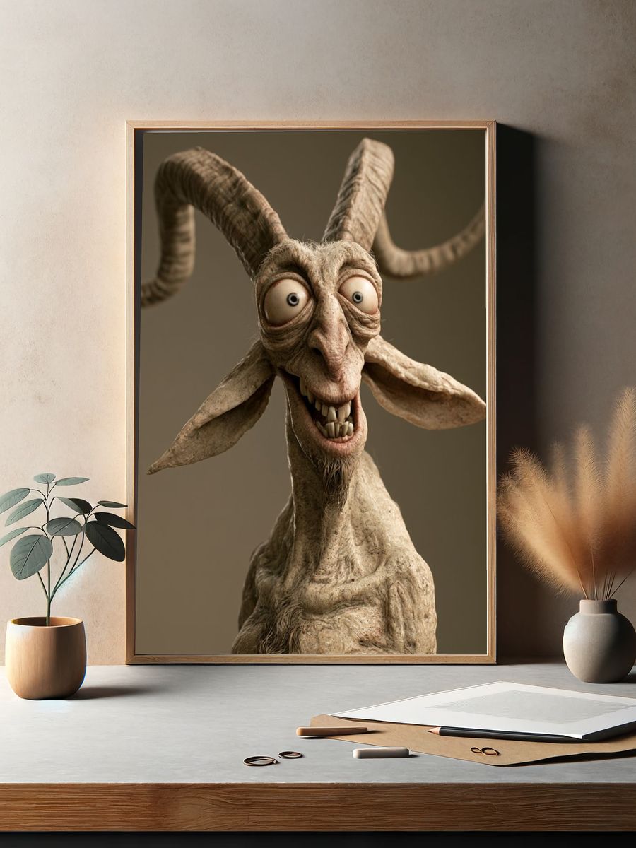 Surreal Goat Portrait Poster. — room view 2