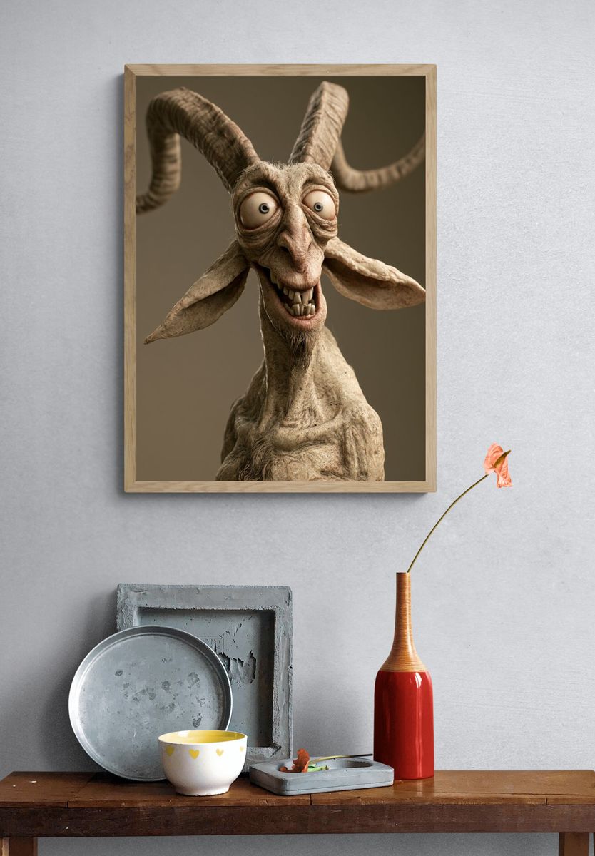 Surreal Goat Portrait Poster. — room view 3