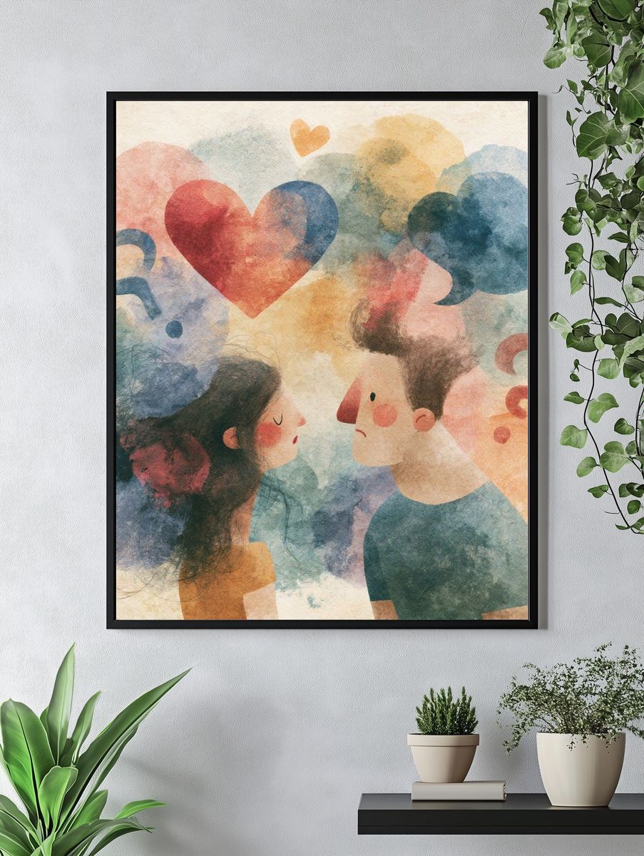 Love Questions Illustration Poster. — room view 4