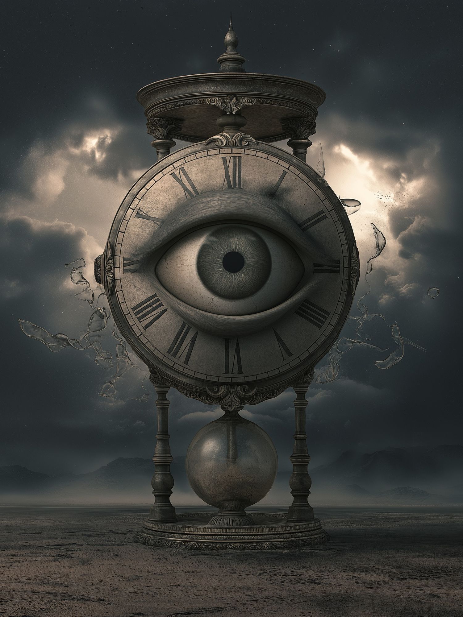 Surreal Clock Eye Illustration Poster. poster detail