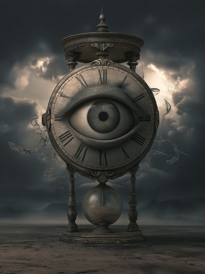 Surreal Clock Eye Illustration Poster. poster