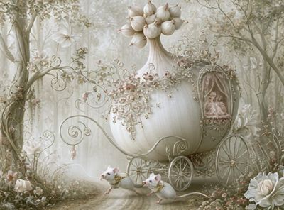 Whimsical Floral Carriage Illustration Poster. poster