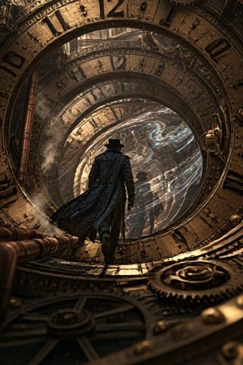 Time Portal Traveler Illustration Poster. poster — illustration art