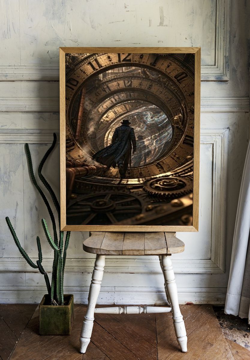 Time Portal Traveler Illustration Poster. — room view 1