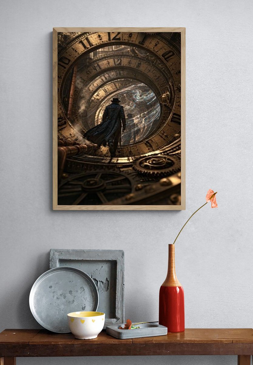 Time Portal Traveler Illustration Poster. — room view 3